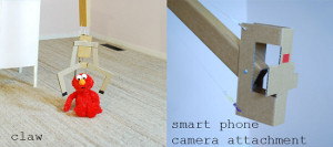 Картонный робот помогагает делать уборку