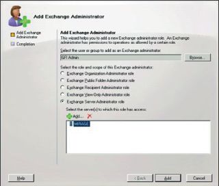 Мастер Add Exchange Administrator в Exchange 2007