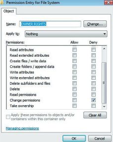 Присвоение ACE наследования значения Nothing