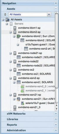 Рисунок 2. Центр управления Sun xVM Ops Center управляет физическими и виртуальными серверами через единый интерфейс.