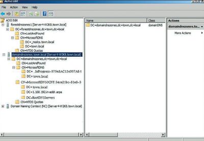 Экран.Просмотр сведений о зоне town.local в редакторе ADSI Edit