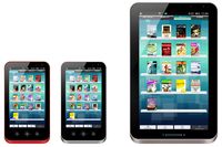 Первые две модели Galapagos отличаются друг от друга размерами экрана; одна из них оборудована экраном с диагональю 5,5 дюйма, а другая — экраном с диагональю 10 дюймов