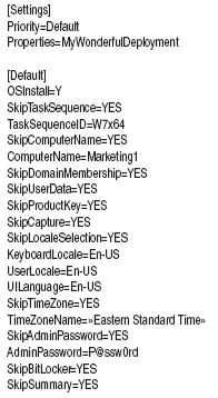 Пример параметров закладки Rules для полностью автоматизированной установки