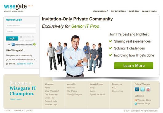 Цель проекта Wisegate — предоставить членам сообщества ИТ-руководителей вохзможность получать квалифицированные и ответственные рекомендации от себе подобных