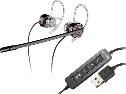Гарнитура Plantronics Blackwire 435 имеет пульт управления на проводе, с его помощью можно принять или отклонить вызов, отрегулировать громкость звука в динамиках или отключить микрофон (фото Plantronics)