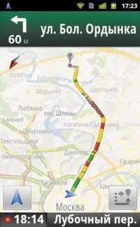 В построенном маршруте Google Maps 5.2 может показать, какую часть придется ехать в пробках 