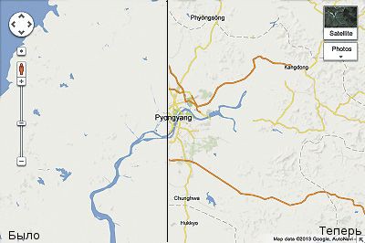 Google опубликовала подробную карту Северной Кореи.