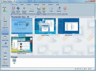 Интерфейс модуля Netop Teacher в режиме наблюдения (Thumbnails) 