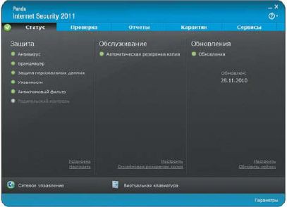 Главное окно Panda Internet Security 2011
