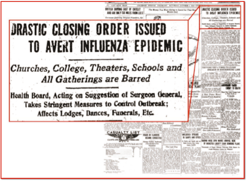 Рис. 3. Передовица газеты Колорадо-Спрингс от 5 октября 1918 года — издание сообщает о проведении медико-санитарных мер в ответ на пандемию испанского гриппа
