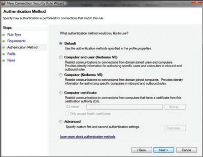 Настройка метода аутентификации