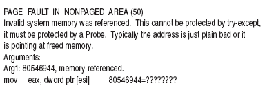 Вывод команды !analyze -v как иллюстрация ошибки нарушения прав доступа