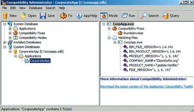 Экран 2. Окно администратора совместимости