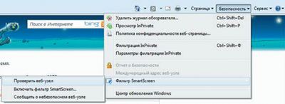 Экран 7. Проверка веб-узла в Internet Explorer 8