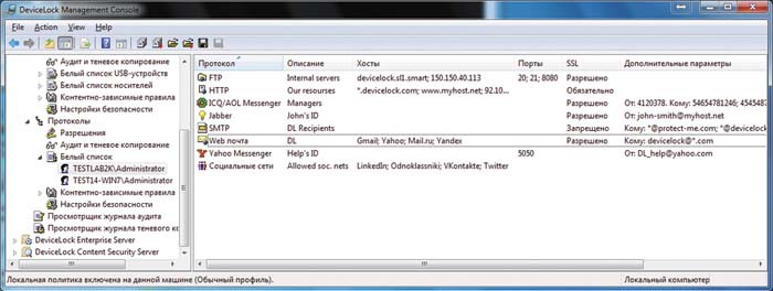 Белые списки протоколов