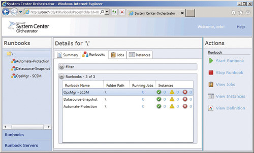 Работа с консолью Orchestrator