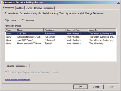 Список управления доступом HomeUsers