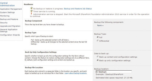 Окно Select Backup Options