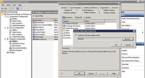 Свойства веб-приложения Outlook