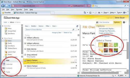 Веб-интерфейс OWA перед применением политики