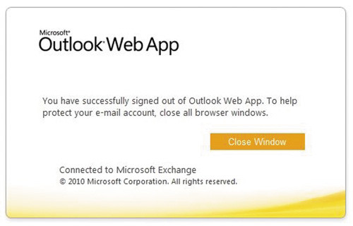 Стандартный экран завершения сеанса