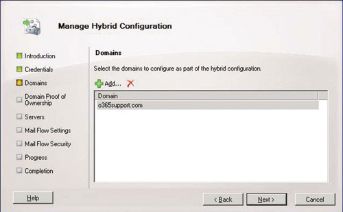 Выбор доменов, добавляемых в конфигурацию