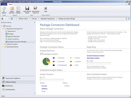 Инструментальная панель преобразования пакетов