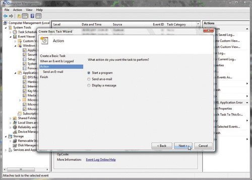 Запуск действия программы
