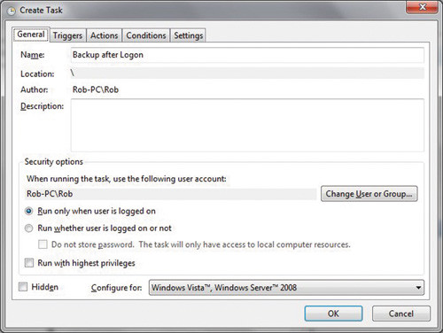 Параметры Task Security