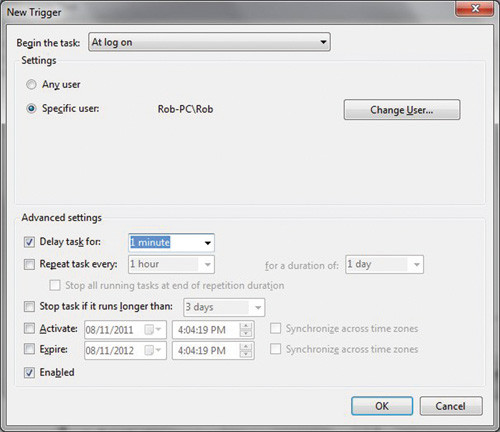Диалоговое окно New Trigger