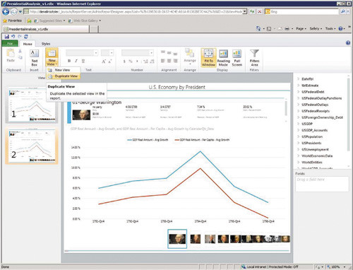 Создание нескольких представлений внутри одного отчета