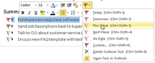 Выбор срока выполнения пункта действий