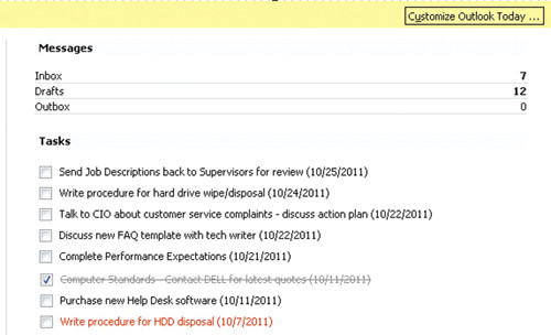Пункты действий OneNote в виде заданий Outlook