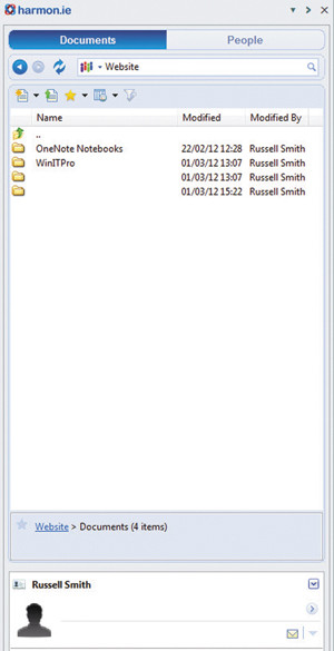 Окно Harmon.ie при работе с Outlook