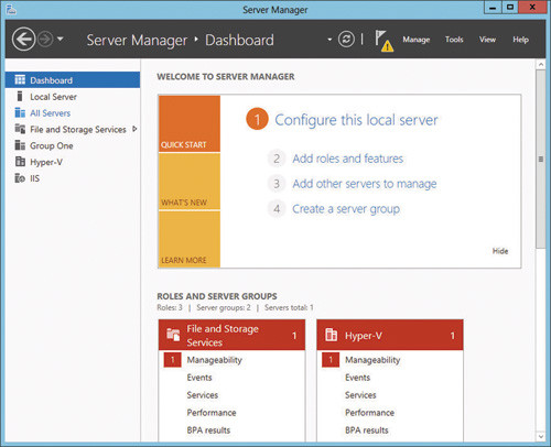 Диспетчер Server 2012 Server Manager