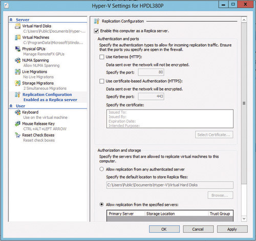 Включение репликации Hyper-V
