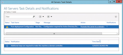Страница All Servers Task Details and Notifications