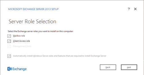 Страница выбора роли сервера