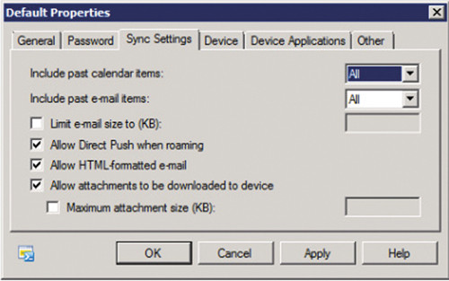 Закладка Sync Settings свойств политики в?консоли EMC