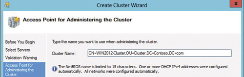 Помещение имени кластера в OU Cluster