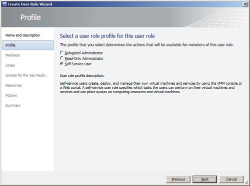 Выбор типа для создания роли пользователя