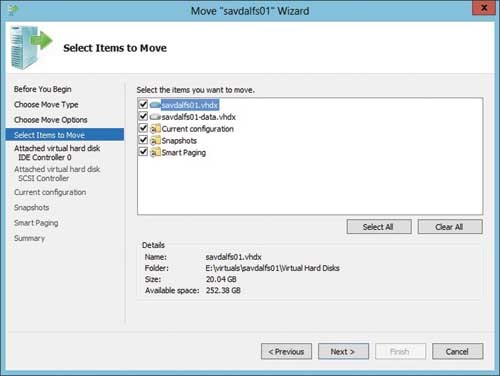 Выбор элементов для переноса
