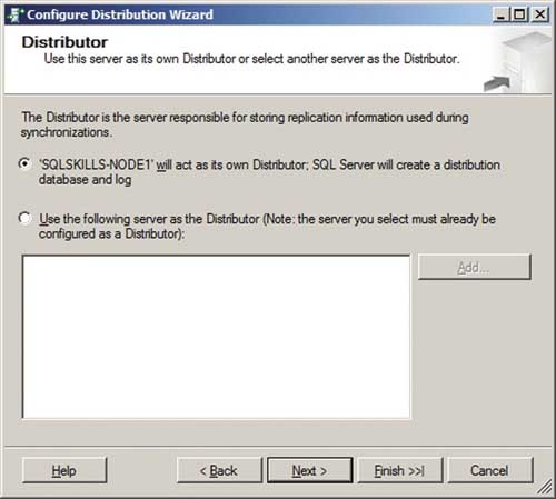 Назначение экземпляра SQL Server в качестве собственного распространителя
