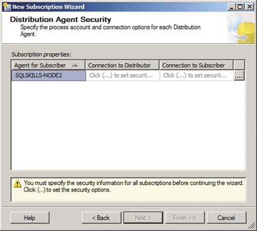 Настройка параметров безопасности агента-распространителя