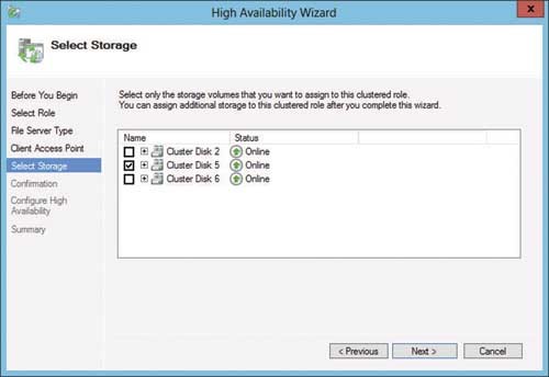 Окно Select Storage  