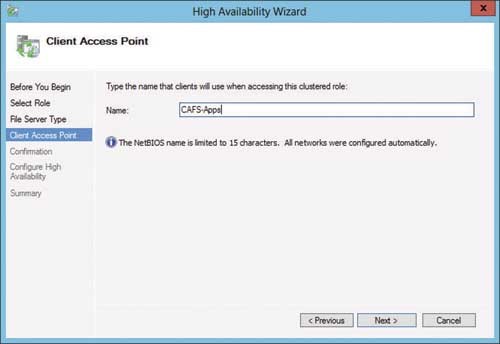 Окно Client Access Point