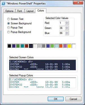 Вкладка Colors