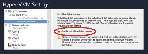 Включение общего доступа к файлу .vhdx в?диспетчере Hyper-V