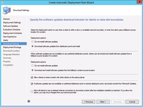 Настройка параметров загрузки обновлений