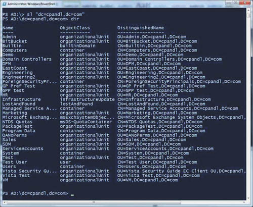 Просмотр верхнего уровня иерархии AD